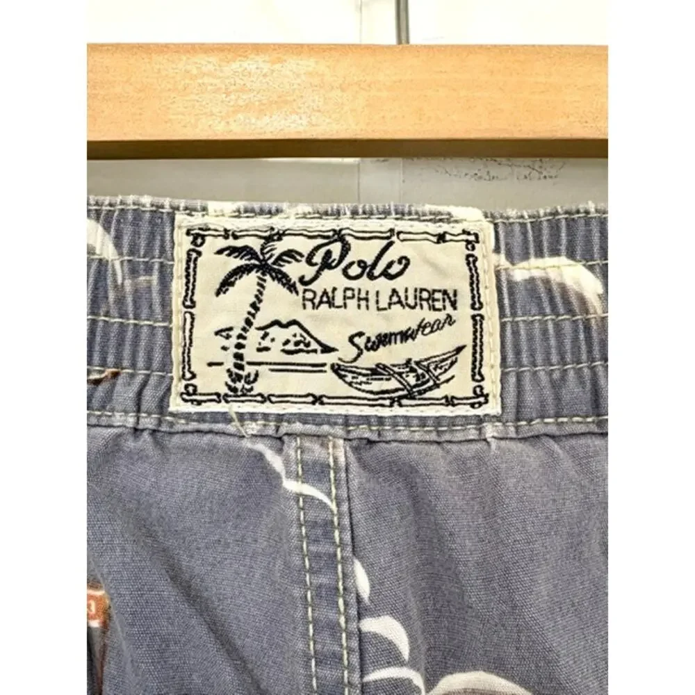 Vintage Polo Ralph Lauren Sailboat Swim Trunks XL All Over Print 90's Nautical